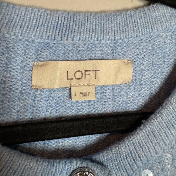 LOFT Sequin Fair Isle Sweater Jacket Blue - Picture 4 of 6